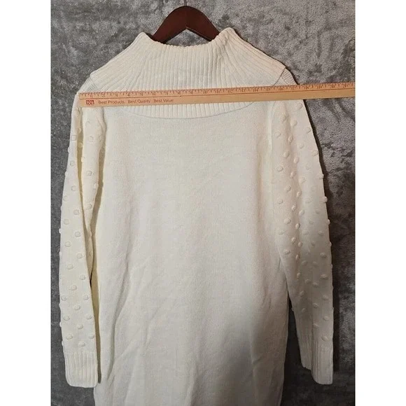 Willow Glenn Women's Cream Textured Cowl Neck Long Sleeve Sweater Dress XL - Picture 9 of 13